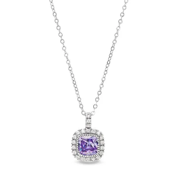 Sterling Silver Micropave Simulated Light Amethyst Necklace Blocher Jewelers Ellwood City, PA