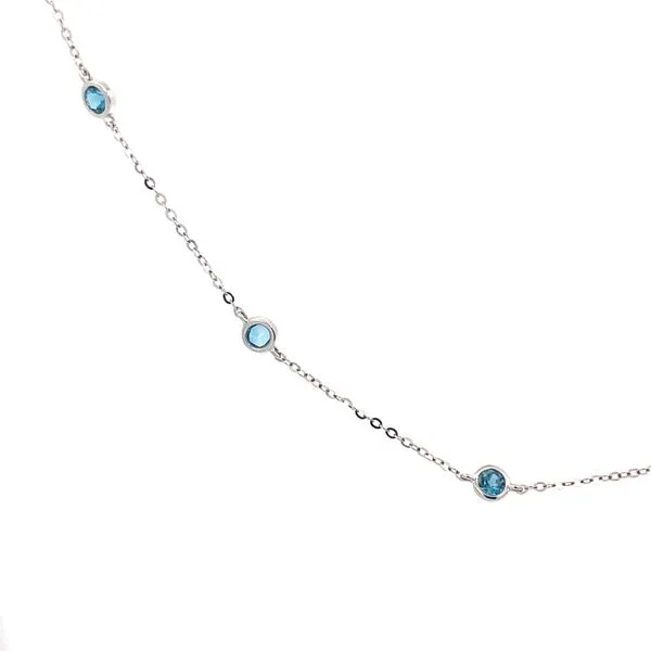 14K White Gold Stationed Blue Topaz Necklace Blocher Jewelers Ellwood City, PA