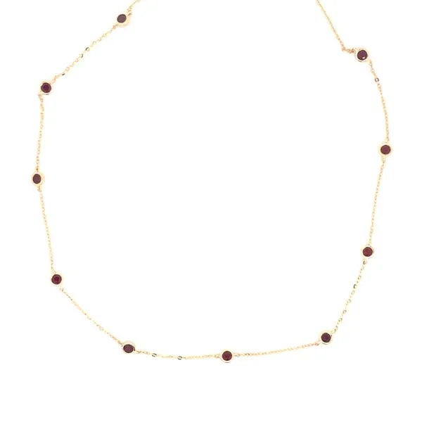 14K Yellow Gold Stationed Garnet Necklace Blocher Jewelers Ellwood City, PA