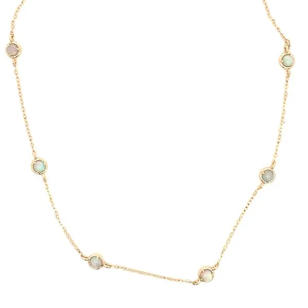 14K Yellow Gold Opal Station Bezel Necklace Blocher Jewelers Ellwood City, PA