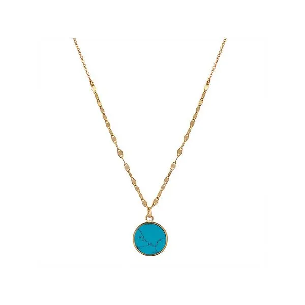 Gold-Plated Sterling Silver Necklace with Turquoise Disk Pendant Blocher Jewelers Ellwood City, PA