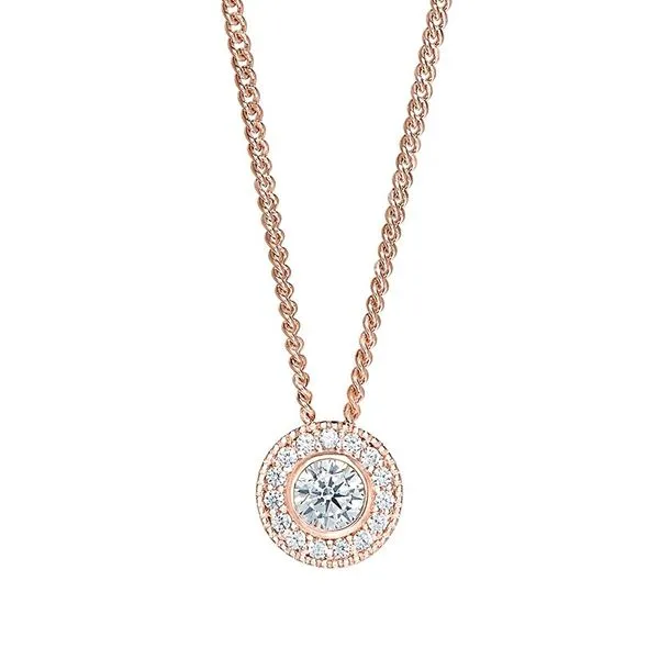 Rose Gold Vermeil Sterling Silver Micropave Round Simulated Diamond Necklace On 18