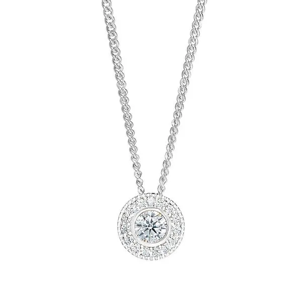 Sterling Silver Micropave Round Simulated Diamond Necklace On 18