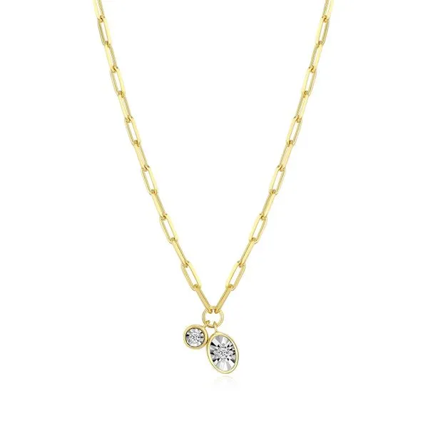 April Birthstone Lab-Created Diamond Mini Paperclip Necklace in 14K Yellow Gold-Plated Sterling Silver, 16