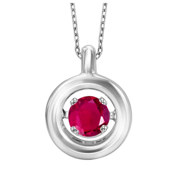 Silver Ruby 1/6Ctw Pendant on a 18