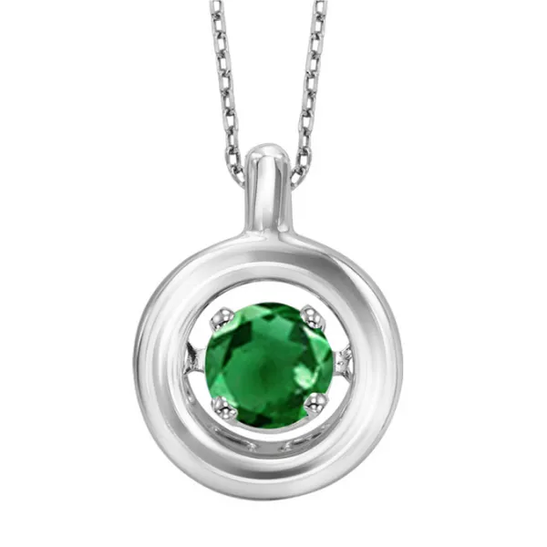 Silver Emerald 1/6Ctw Pendant on a 18