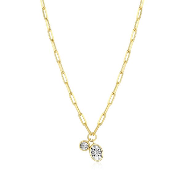 April Birthstone Lab-Created Diamond Mini Paperclip Necklace in 14K Yellow Gold-Plated Sterling Silver, 16