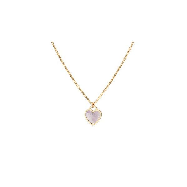 14K Gold Plated 15x13mm Heart Shaped Mother of Pearl Necklace, 18