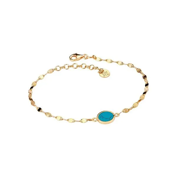 Gold-Plated Sterling Silver Bracelet with Turquoise Disk 7"-8" Blocher Jewelers Ellwood City, PA