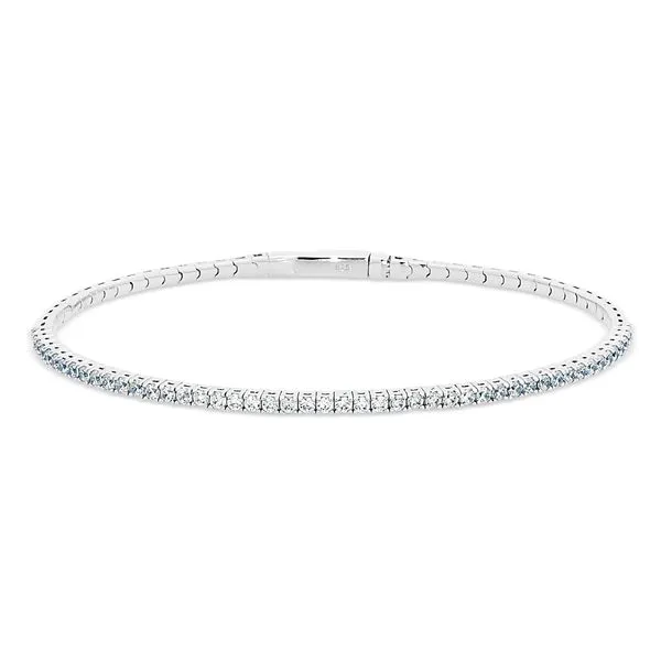 Sterling Silver Flexible 1 Row April Birthstone Tennis Bracelet with Simulated Diamonds Blocher Jewelers Ellwood City, PA