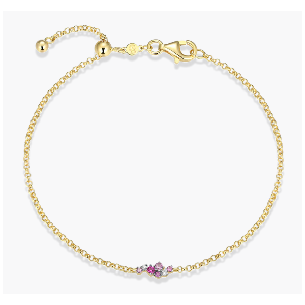 GP Scattered Ombre Lab Created Ruby & Diamond Bolo Bracelet, SI, G-H, 7.75