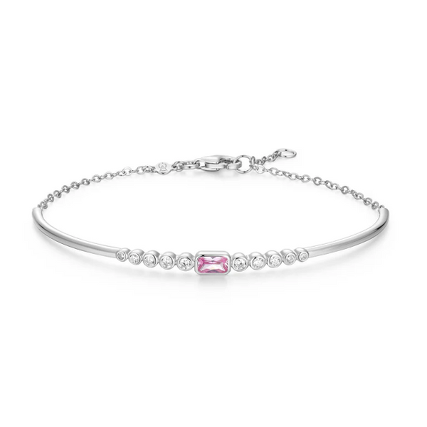 Lab-Created Pink Sapphire & 1/5ctw Lab-Created Diamond Cuff Bracelet, Sterling Silver, G-H, SI, 6.75