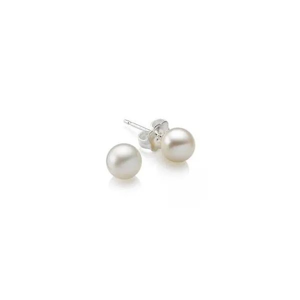 White 14 Karat Stud Earrings With 2=5.50X5.00Mm Fresh Water Pearls Blocher Jewelers Ellwood City, PA