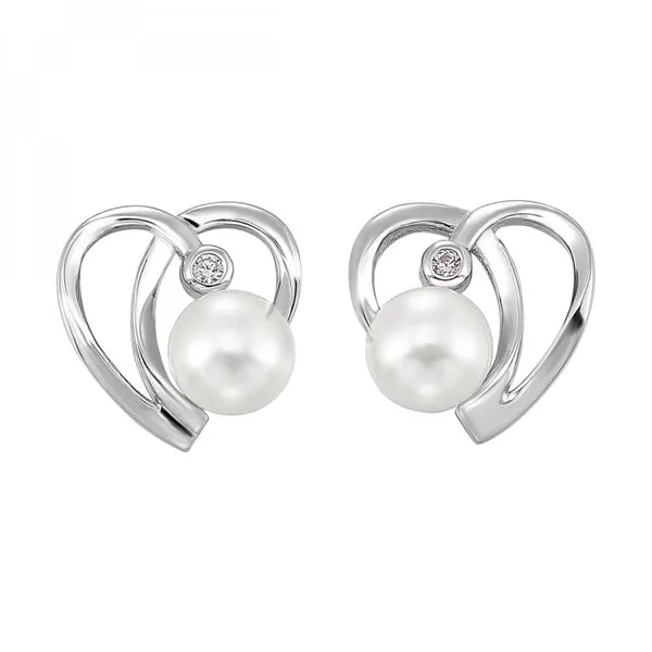 Sterling Silver Freeform Heart Studs with CZ and Pearls Blocher Jewelers Ellwood City, PA