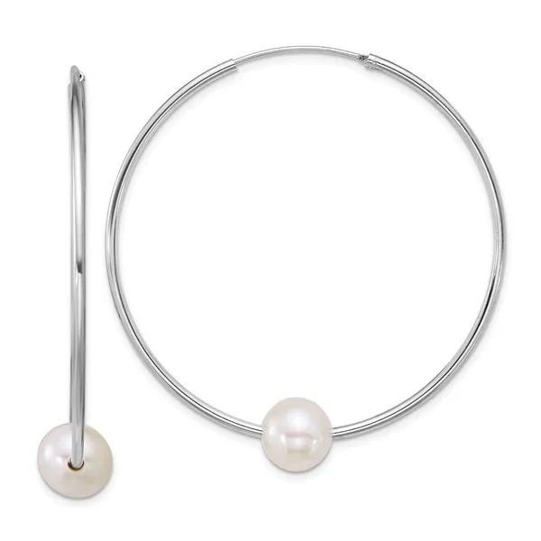 Sterling Silver Freshwater Pearl Hoop Earrings Blocher Jewelers Ellwood City, PA