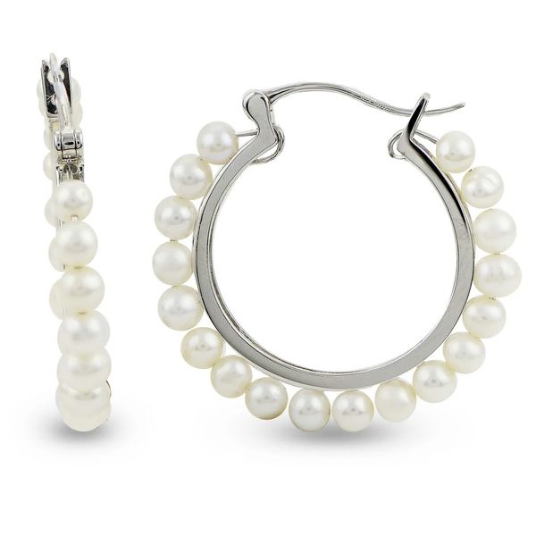 SS White Freshwater Pearl Hoop Earrings Blocher Jewelers Ellwood City, PA