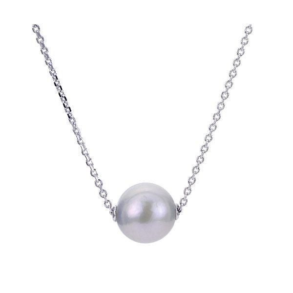 Sterling Silver White Nucleated Movable Pearl Strand Necklace Blocher Jewelers Ellwood City, PA