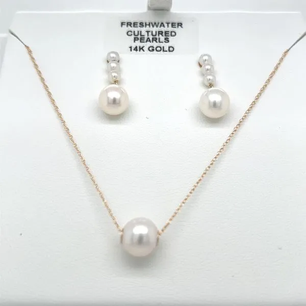 14K Yellow Gold Fresh Water Cultured Pearl Earring / Necklace Set Blocher Jewelers Ellwood City, PA