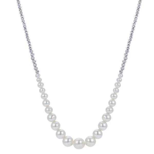 Graduated Freshwater Pearl Necklace with Sterling Silver Beads Blocher Jewelers Ellwood City, PA
