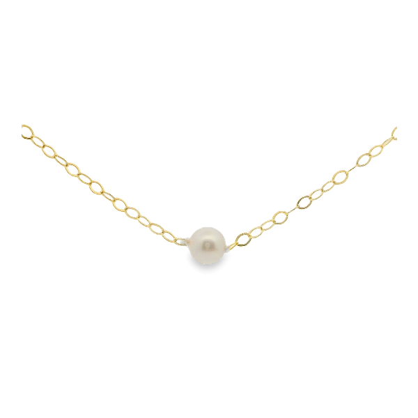 5.5 MM - 1 Inch Starter Pearl Necklace In 14K Yellow Gold 15
