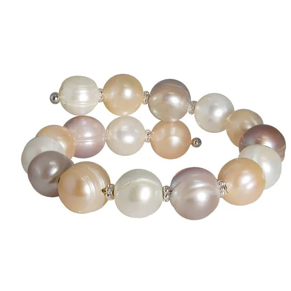Multi-Natural Colors Freshwater Pearl Flex Bangle Bracelet, SS Blocher Jewelers Ellwood City, PA