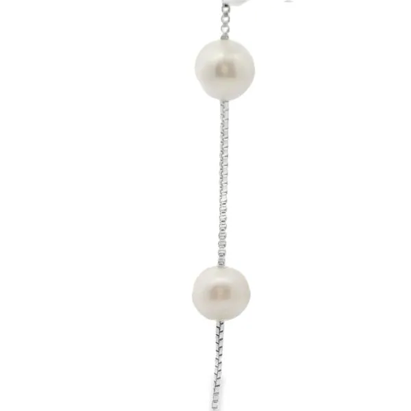 SS White Freshwater Pearl Station Bracelet, 7