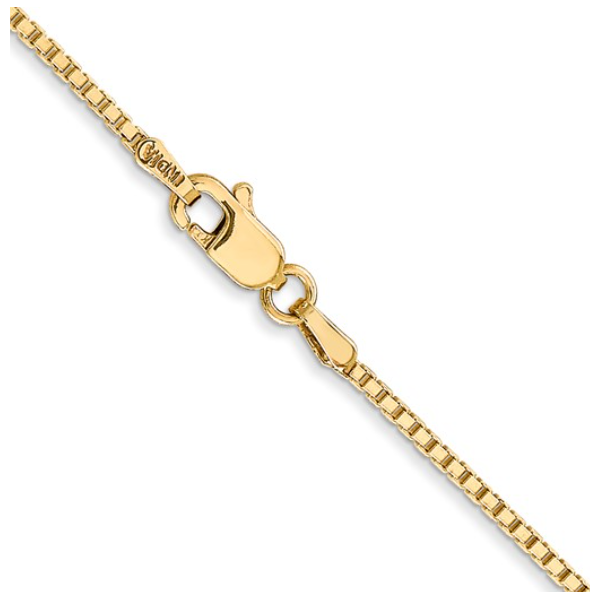 14K Yellow Gold 1.4mm Box Chain with Lobster Clasp 18