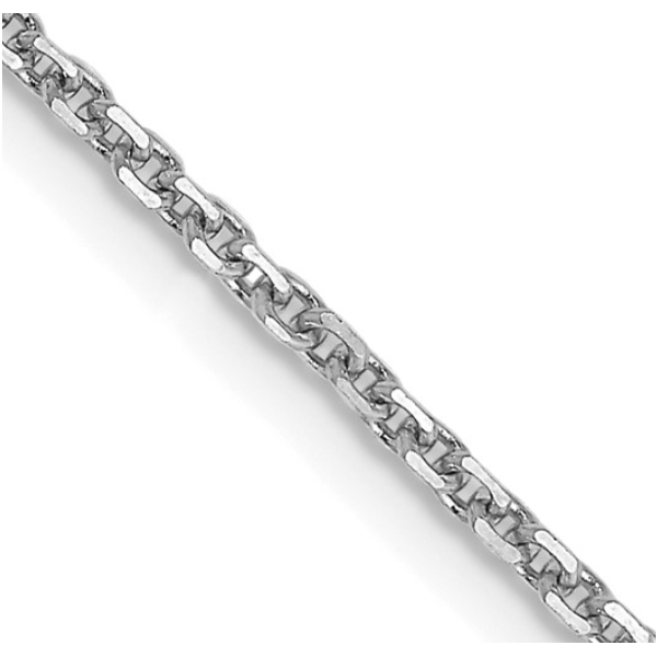 14K White Gold 1.45mm Diamond-cut Cable Chain 18