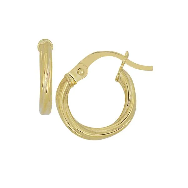 14K Tiny Twisted Yellow Gold Hoop Earrings Blocher Jewelers Ellwood City, PA