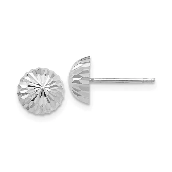 14k White Gold Polished and Diamond-Cut Half Ball Post Earrings Blocher Jewelers Ellwood City, PA