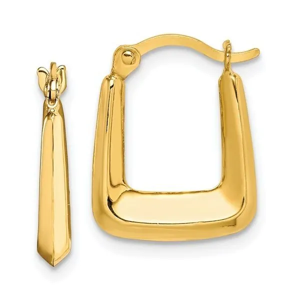10K Yellow Gold Hollow Squared Hoop Earrings Blocher Jewelers Ellwood City, PA