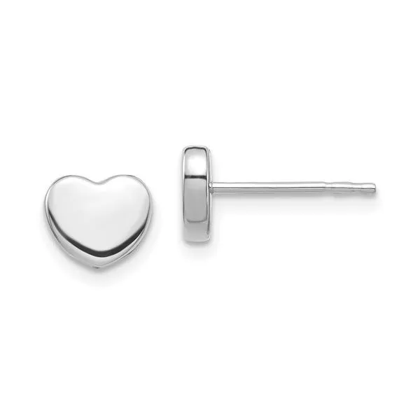 14K White Gold Polished Heart Post Earrings Blocher Jewelers Ellwood City, PA