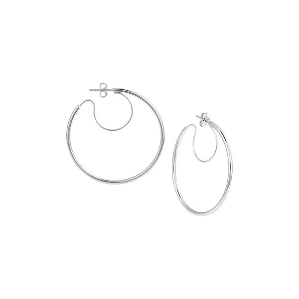 14K White Gold Hoop Earrings  With Security Wire Blocher Jewelers Ellwood City, PA