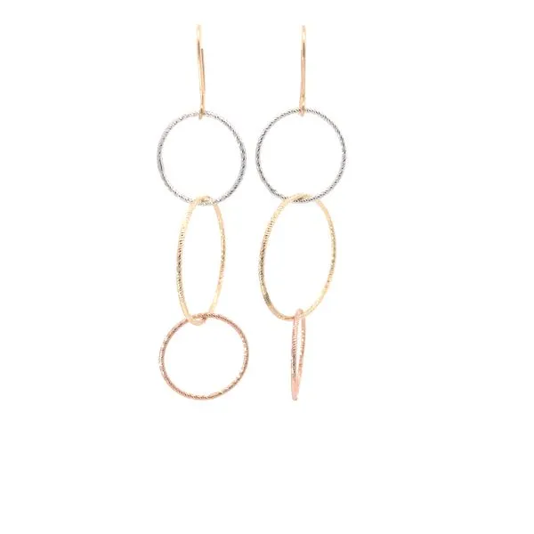 14K Tri-color Triple Circle Earrings Blocher Jewelers Ellwood City, PA