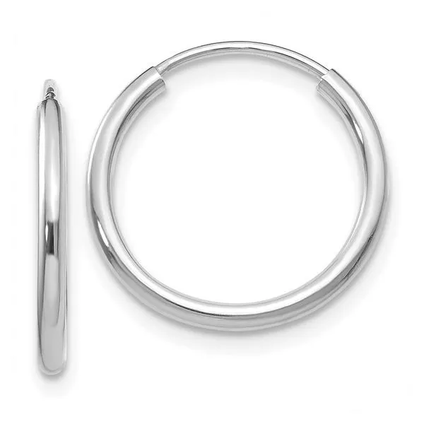 Leslie's 10k White Gold 1.5mm Polished Endless Hoop Earrings Blocher Jewelers Ellwood City, PA