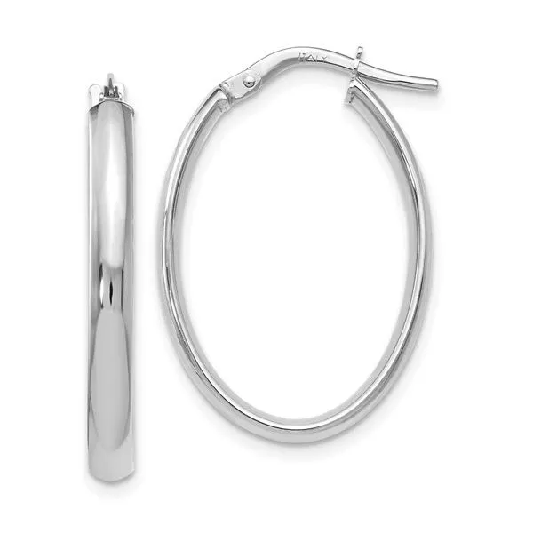 Leslie's 10K White Gold Polished Oval Hoop Earrings Blocher Jewelers Ellwood City, PA