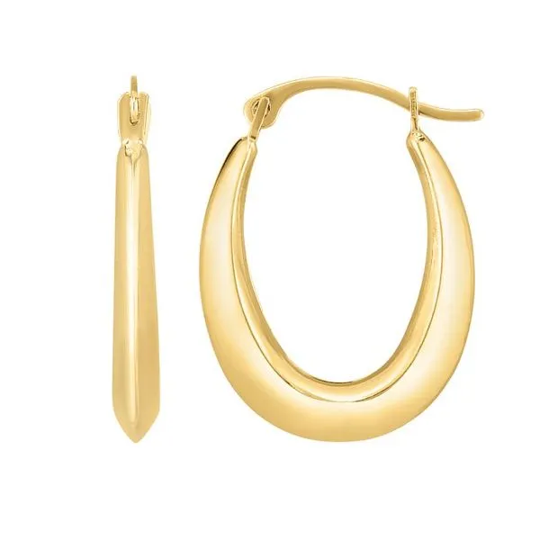 10K Yellow Gold Polished Graduated Oval Light Weight Hoop Blocher Jewelers Ellwood City, PA