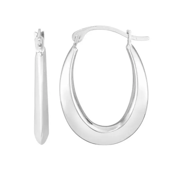 10K White Gold Polished Graduated Oval Light Weight Hoop Blocher Jewelers Ellwood City, PA