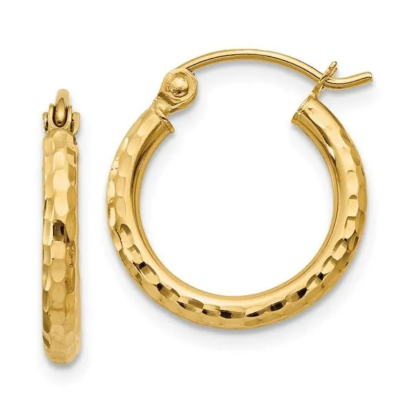 14k Diamond-cut Round Tube Hoop Earrings Blocher Jewelers Ellwood City, PA