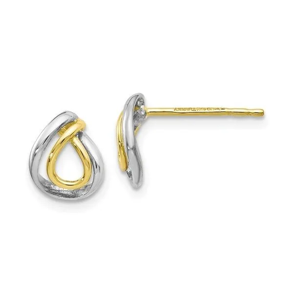 Leslie's 10K with White Rhodium Polished Post Earrings Blocher Jewelers Ellwood City, PA