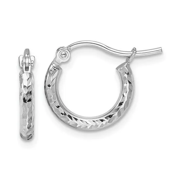 Leslie's 10k White Gold Diamond-cut 2mm Round Tube Hoop Earrings Blocher Jewelers Ellwood City, PA