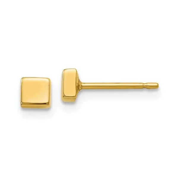 14k Polished Square Post Ear Blocher Jewelers Ellwood City, PA