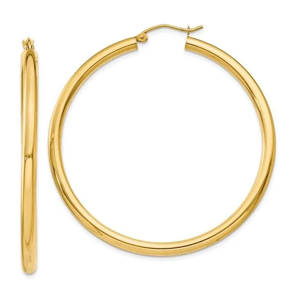 10K Polished 3mm Lightweight Tube Hoop Earrings Blocher Jewelers Ellwood City, PA