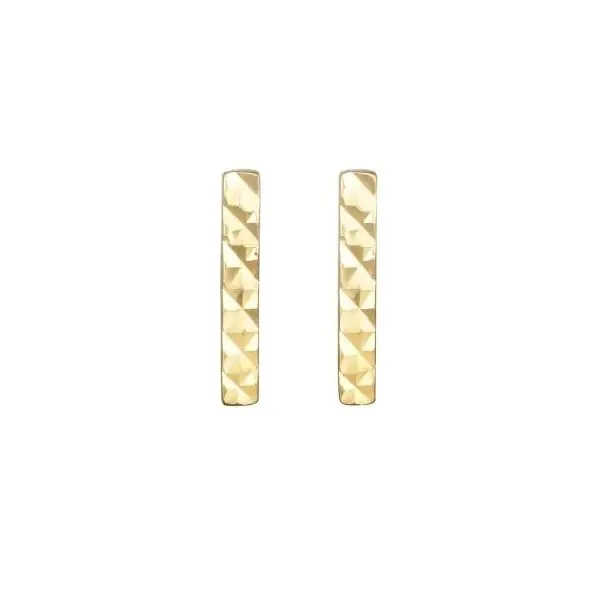 14K Yellow Gold Diamond Cut Bar Stud Earring Blocher Jewelers Ellwood City, PA