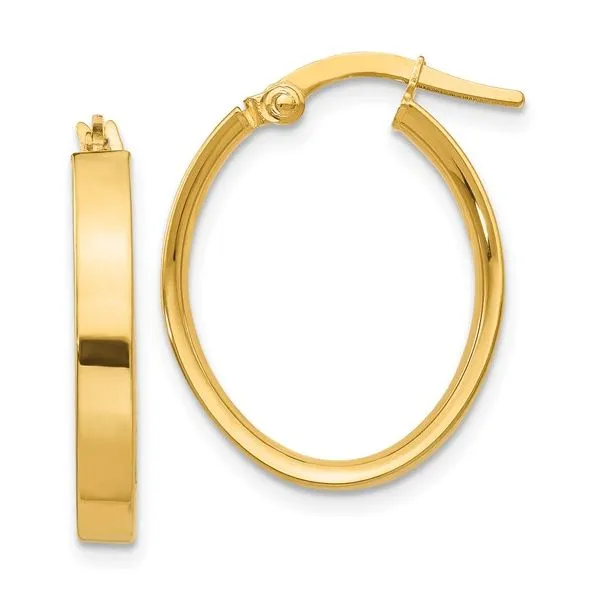 10K Yellow Gold Medium Oval Hoop Earrings Blocher Jewelers Ellwood City, PA