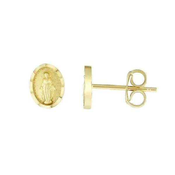 14K Yellow Gold Virgin Mary Stud Earring Blocher Jewelers Ellwood City, PA