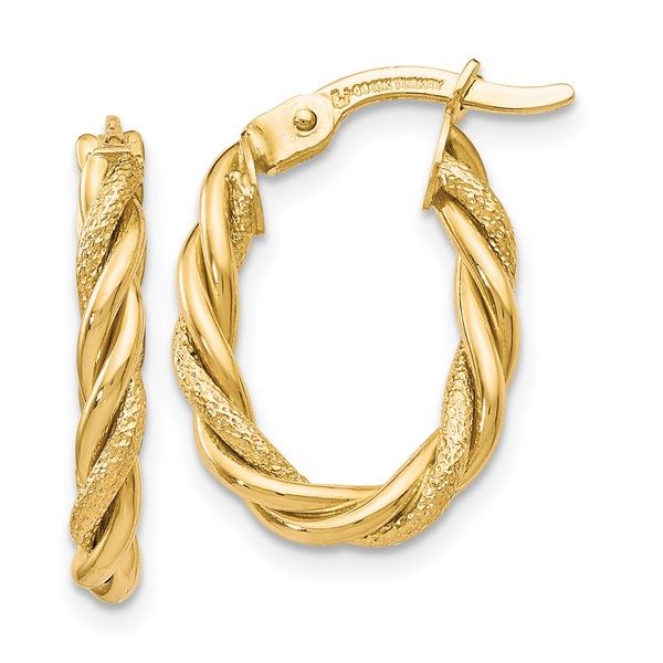 Leslie's 10K Polished and Textured Gold Earrings Blocher Jewelers Ellwood City, PA