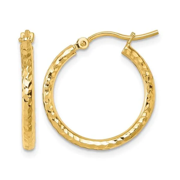 Leslie's 10k Diamond-cut 2mm Round Tube Hoop Earrings Blocher Jewelers Ellwood City, PA