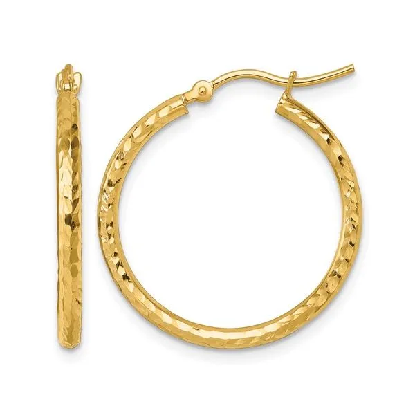 Leslie's 10k Diamond-cut 2mm Round Tube Hoop Earrings Blocher Jewelers Ellwood City, PA