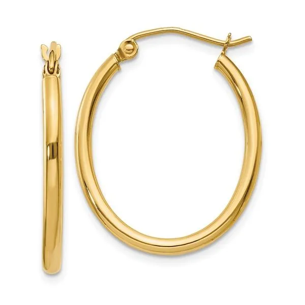 10K 17 mm Oval Polished Hoop Earring, 2mm Blocher Jewelers Ellwood City, PA